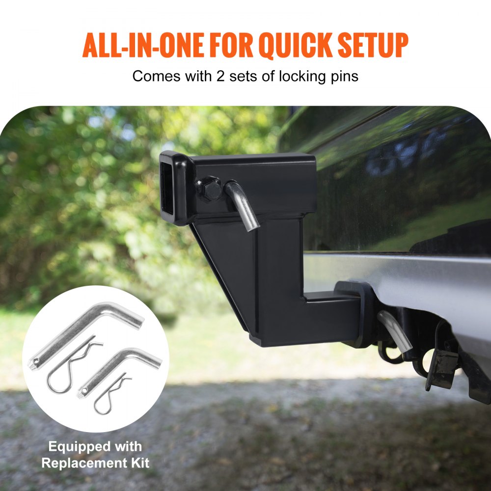 VEVOR Trailer Hitch Riser, for 2" Receiver with 6" Rise/Drop, Trailer Receiver Hitch Extender Extension Adapter, 7" and 9" Extension Length, 4000 lbs Max Towing Capacity, Hitch Pins Included, Black 