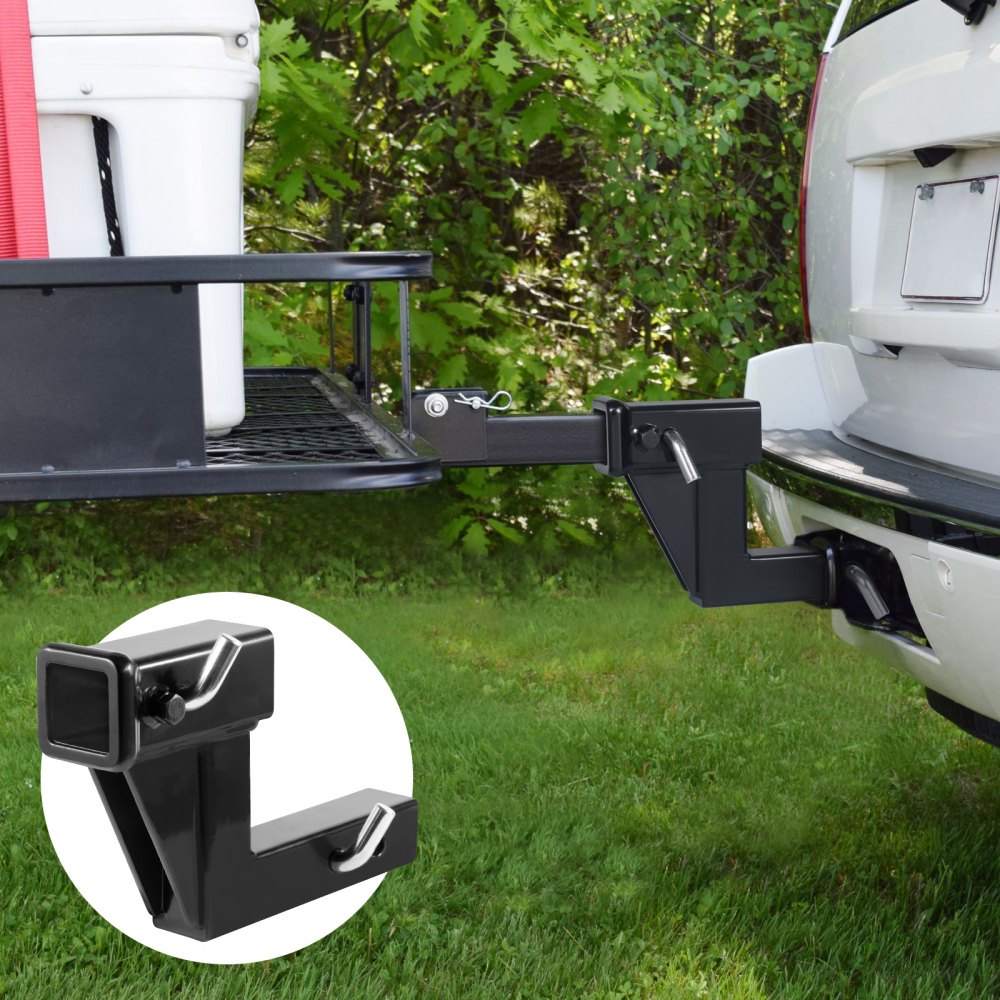 VEVOR Trailer Hitch Riser, for 2" Receiver with 6" Rise/Drop, Trailer Receiver Hitch Extender Extension Adapter, 7" and 9" Extension Length, 4000 lbs Max Towing Capacity, Hitch Pins Included, Black 