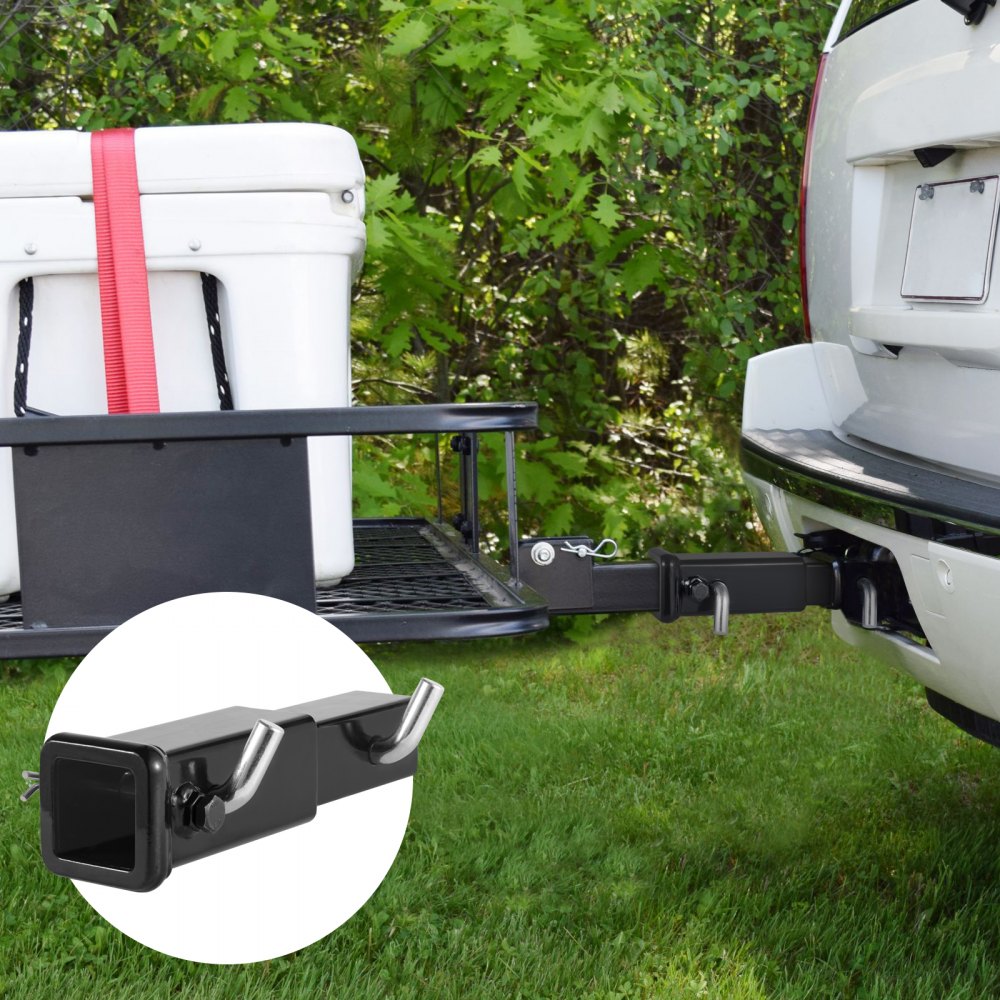 VEVOR Trailer Hitch Extender, Fits for 2" Receiver Hitch Adapter, Trailer Hitch Extension Tube Extender, 7" Extension Length, 4000 lbs Towing Capacity, Hitch Pins, Clips, Bolt and Nut Included, Black 