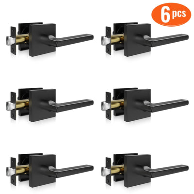 Passage Door Handle 6 Pack Matte Black Door Lever Interior Reversible Lever 