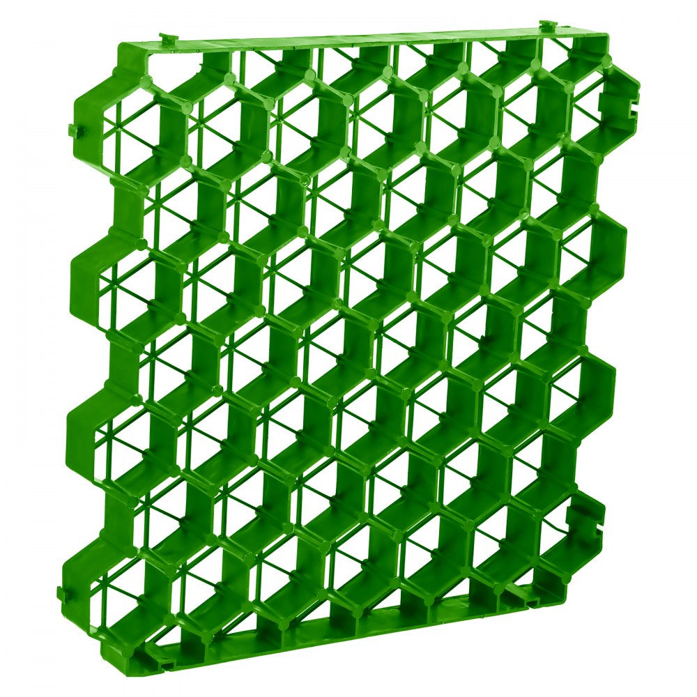 VEVOR Permeable Pavers 1.9" Depth Gravel Driveway Grid Flat-interlocked Grass Pavers HDPE Green Plastic Shed Base for Landscaping and Soil Reinforcement in Parking Lots/Fire Lanes (Pack of 4-11 Sf) 
