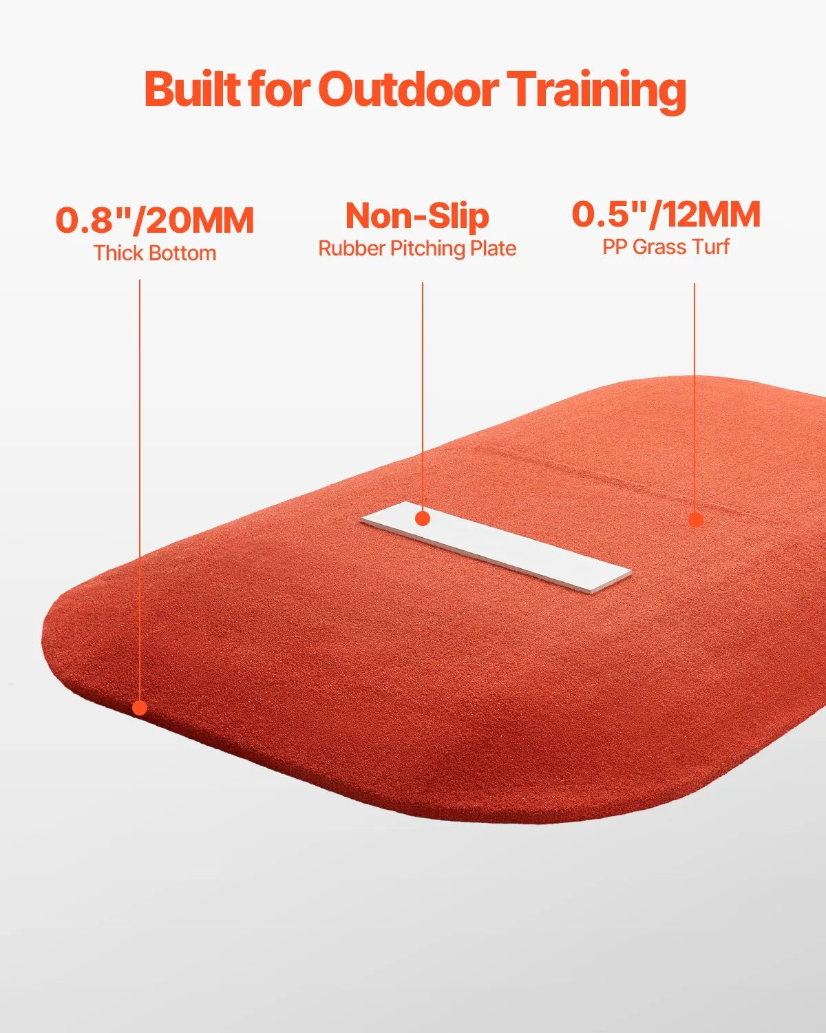 VEVOR Pitching Mound, Portable Baseball Game Mound, 107 in Indoor Outdoor Pitching Practice and Training Equipment, Softball Pitching Aids with Antifade Turf and Pitching Rubber 