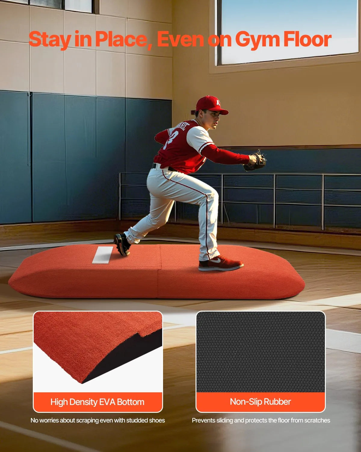 VEVOR Pitching Mound, Portable Baseball Game Mound, 107 in Indoor Outdoor Pitching Practice and Training Equipment, Softball Pitching Aids with Antifade Turf and Pitching Rubber 