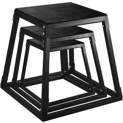 Set of 3 Fitness Black Plyometric Platform Boxes- 12'', 18'', 24'' 