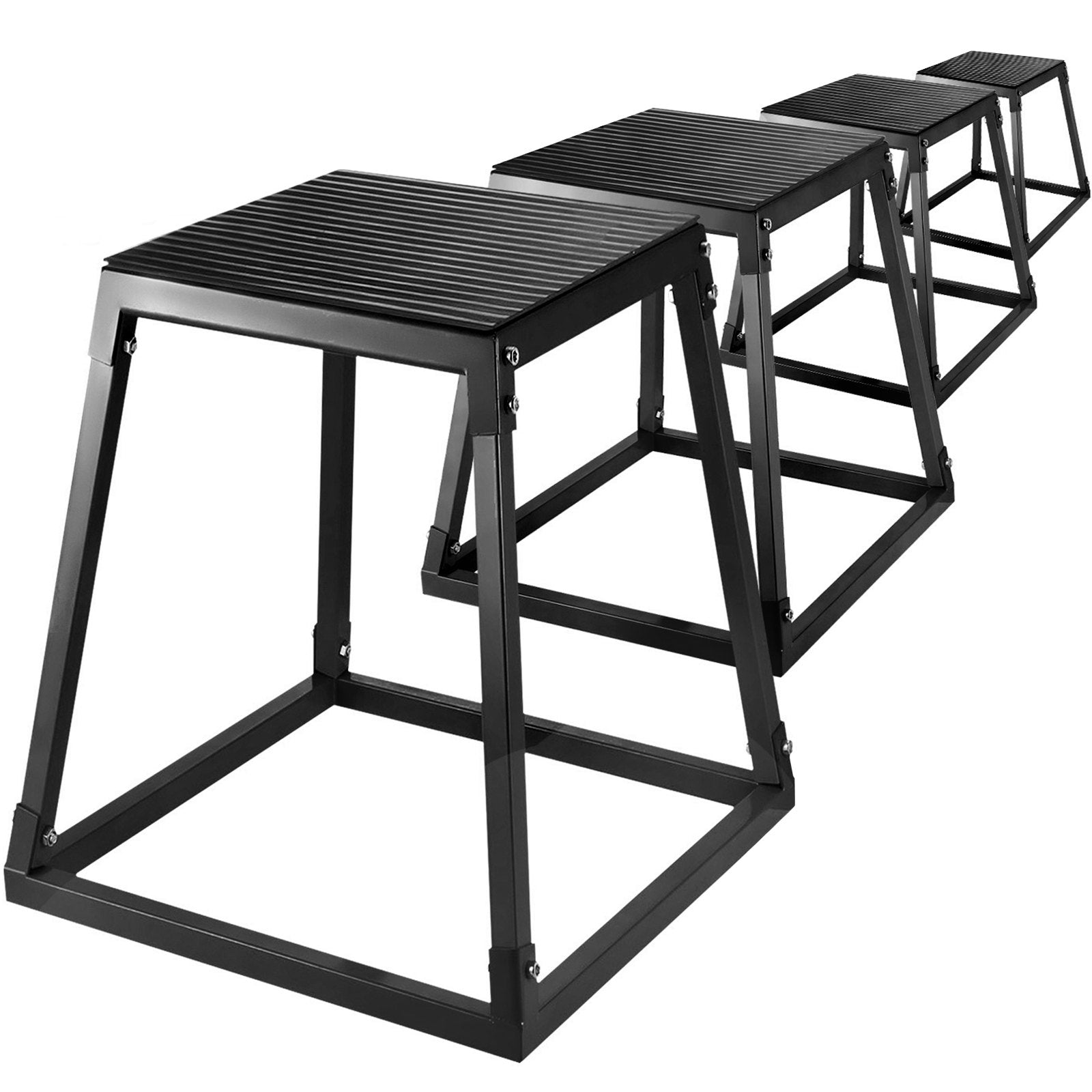 VEVOR Plyometric Platforms 4 PCS Set (12", 18", 24", 30"), Plyometric Jump Box Plyometric Training Jump Squat Box Fitness Box Set for Jump Exercise Fit Training Black 