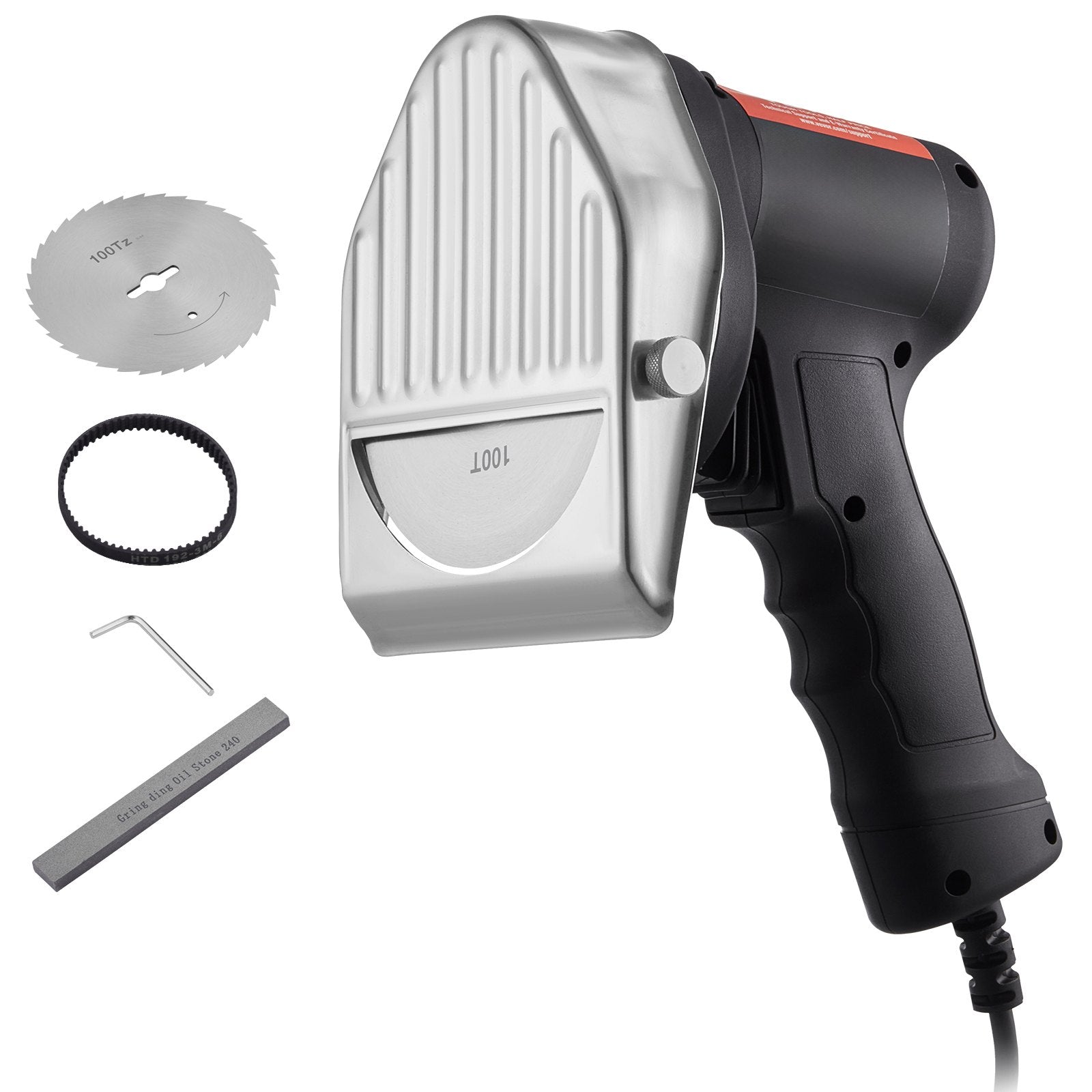 VEVOR Electric Shawarma Knife, 80W Professional Turkish Kebab Knife, Commercial Stainless Steel Gyro Cutter, Doner Kebab Meat Slicer with 2 Blades, ?4"/100mm Blade Diameter, 0-8mm Adjustable Thickness 