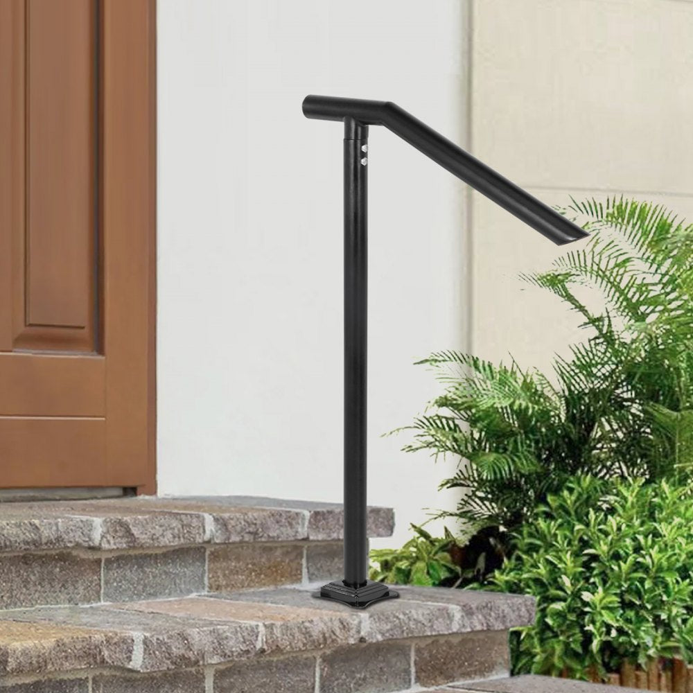 VEVOR 1-3 Step Handrail, Black Steel Railing for Steps 330LBS Capacity Stair Handrail  Baking Varnish Metal Handrail for Stairs Stylish Handrails for Outdoor Steps with Expansion Bolts & Drill Bit 