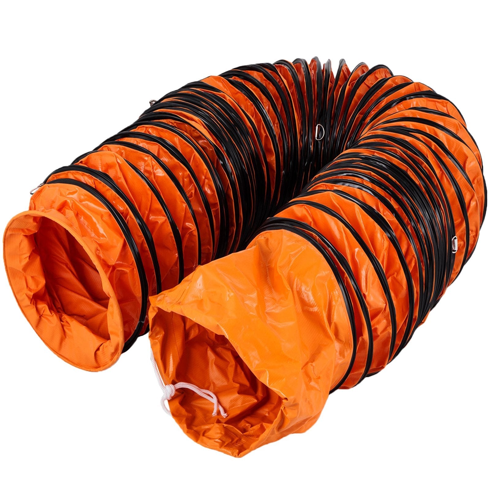 VEVOR Flexible PVC Ducting, 25 ft / 7.6 m, Portable High Performance PVC Duct Hosing, Fit for 12 Inch / 300 mm Diameter Exhaust Fan Portable Ventilation Fan Strong Vinyl Material Orange 
