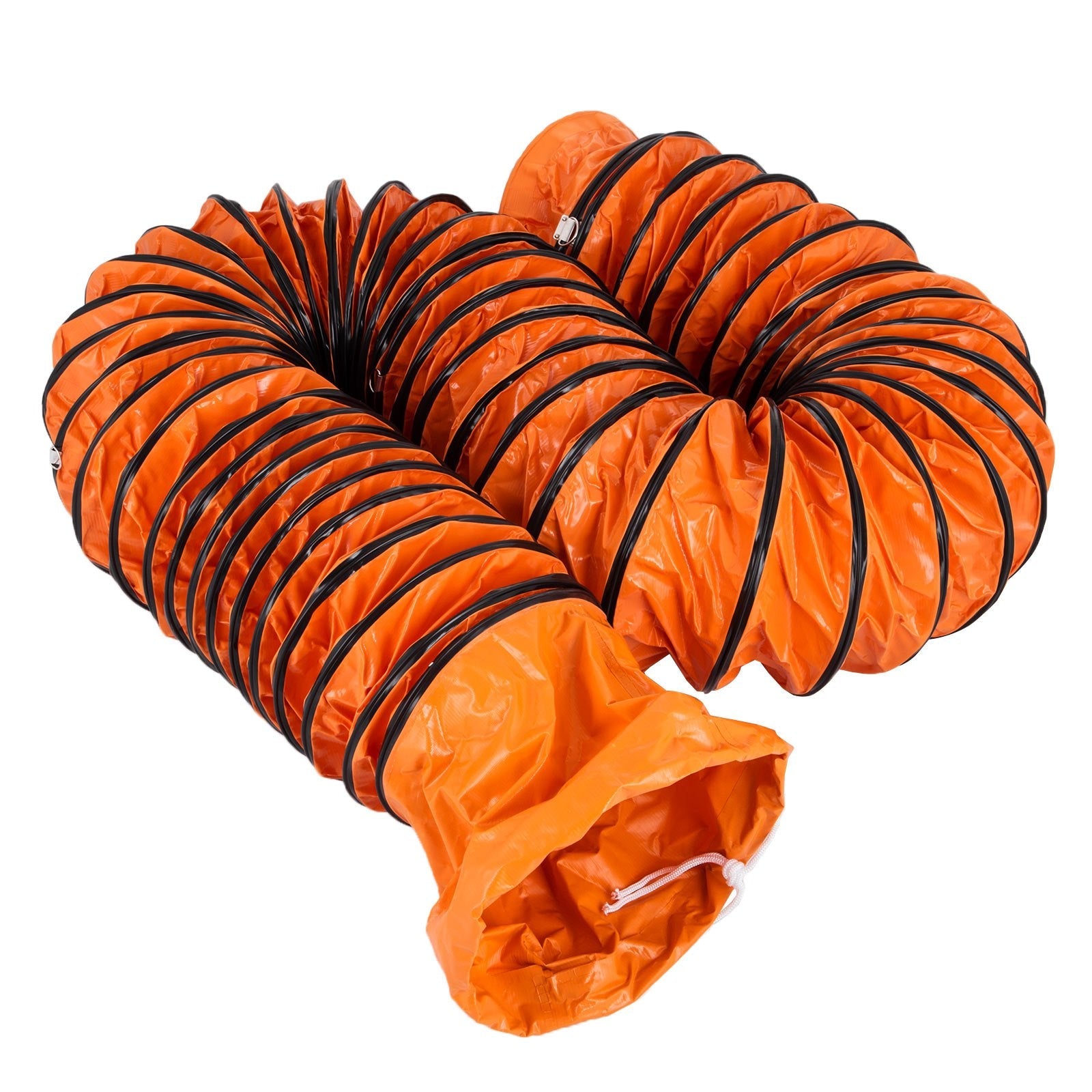 VEVOR Flexible PVC Ducting, 25 ft / 7.6 m, Portable High Performance PVC Duct Hosing, Fit for 12 Inch / 300 mm Diameter Exhaust Fan Portable Ventilation Fan Strong Vinyl Material Orange 