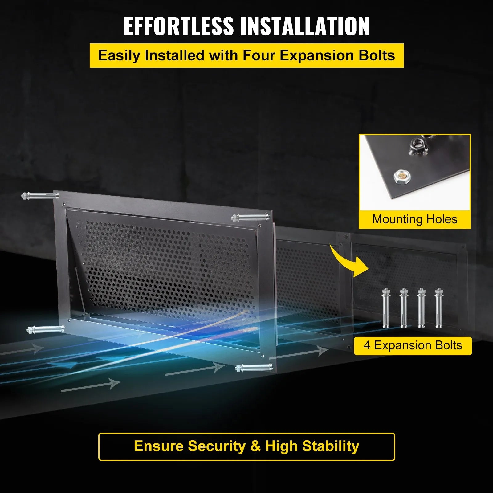 VEVOR Flood Vent, 8" x 16" x 2" Depth Foundation Flood Vent, to Reduce Foundation Damage and Flood Risk, Black, Wall Mounted, for Crawl Spaces,Garages & Full Height Enclosures