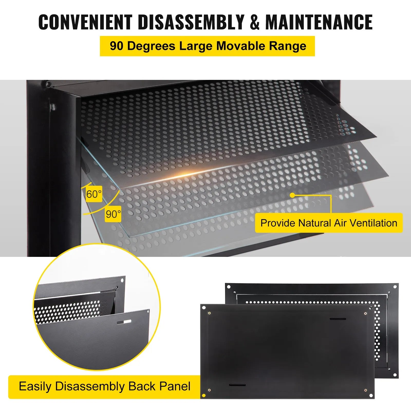 VEVOR Flood Vent, 8" x 16" x 2" Depth Foundation Flood Vent, to Reduce Foundation Damage and Flood Risk, Black, Wall Mounted, for Crawl Spaces,Garages & Full Height Enclosures