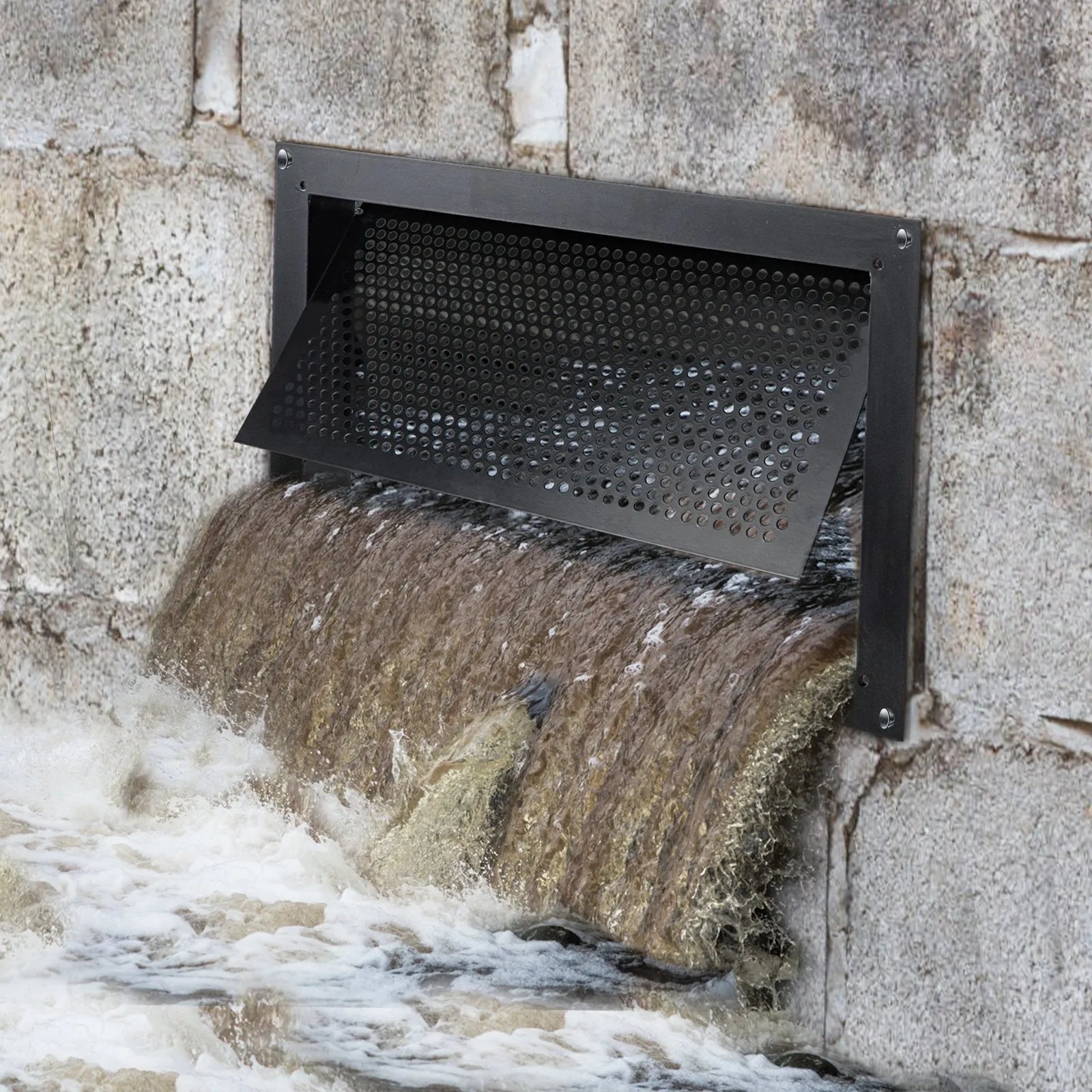 VEVOR Flood Vent, 8" x 16" x 2" Depth Foundation Flood Vent, to Reduce Foundation Damage and Flood Risk, Black, Wall Mounted, for Crawl Spaces,Garages & Full Height Enclosures