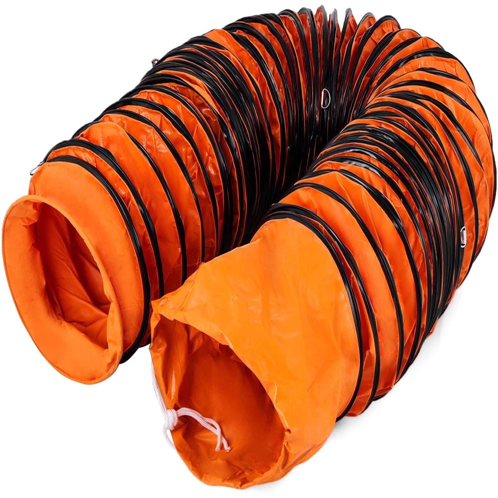 VEVOR 7.6 M/25 FT PVC Flexible Duct Hosing with S Hook and Steel Support Coils for 203 MM/8 Inch Diameter Exhaust Fan 