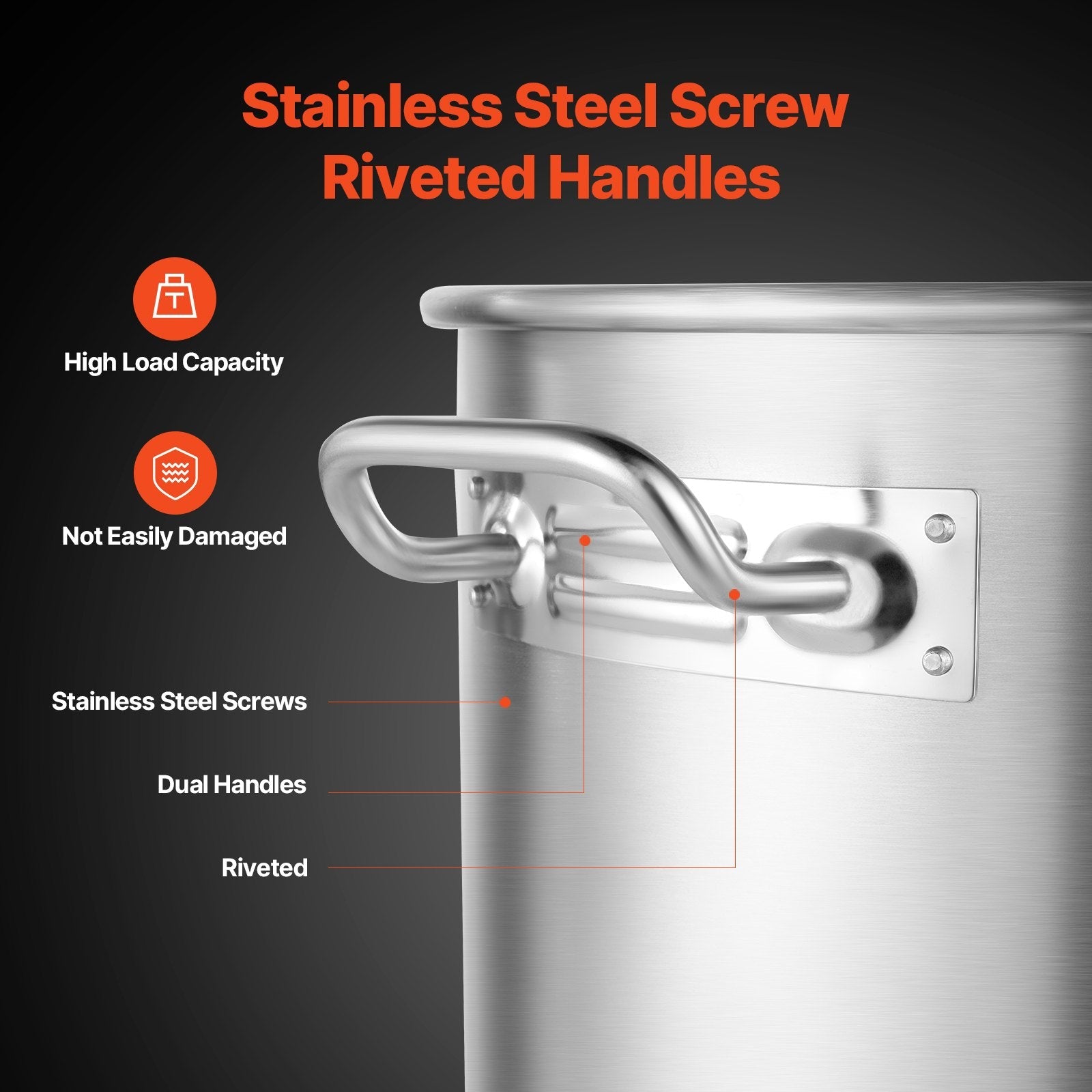 VEVOR Stainless Steel Stockpot, 42 Quart Large Cooking Pots, Cookware Sauce Pot with Strainer, Lid, and Handle, Heavy Duty Commercial Grade Stock Pot, Sanding Treatment, for Large Groups Events Silver 