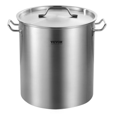 VEVOR Stainless Steel Stockpot, 42 Quart Large Cooking Pots, Cookware Sauce Pot with Strainer, Lid, and Handle, Heavy Duty Commercial Grade Stock Pot, Sanding Treatment, for Large Groups Events Silver 