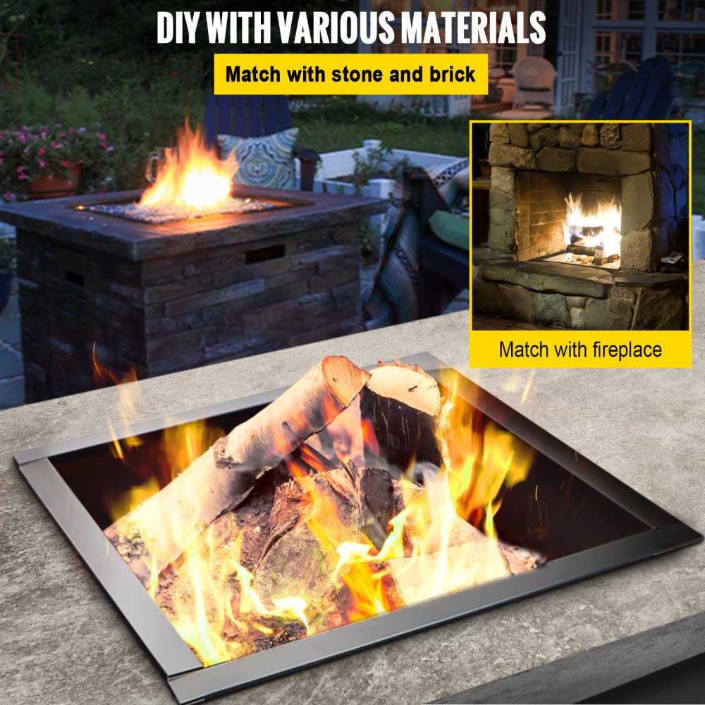 VEVOR Fire Pit Ring, 36-Inch Outer/30-Inch Inner Diameter Fire Pit Insert,1.5 mm Thickness Fire Ring, DIY Steel Ring with Tongs In-Ground Fire Pit Liner for Outdoor, Patio, Backyard 