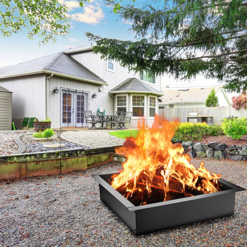 VEVOR Fire Pit Ring, 36-Inch Outer/30-Inch Inner Diameter Fire Pit Insert,1.5 mm Thickness Fire Ring, DIY Steel Ring with Tongs In-Ground Fire Pit Liner for Outdoor, Patio, Backyard 
