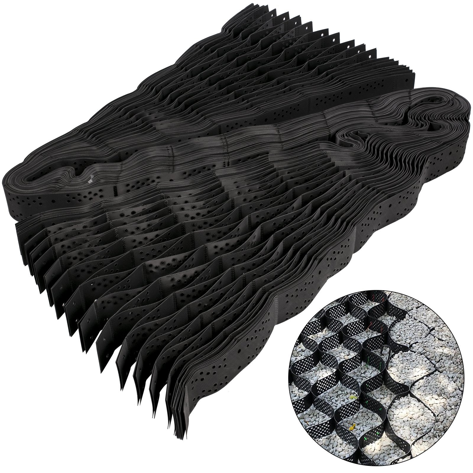 VEVOR Geo Grid Ground Grid 9x17 ft, Geo Cell Grid 4 Inch Thick, Gravel Grid HDPE Material, Ground Stabilization Grid 1885 LBS Per Sq, Tensile Strength Gravel Ground Grid for Slope Driveways, Garden 
