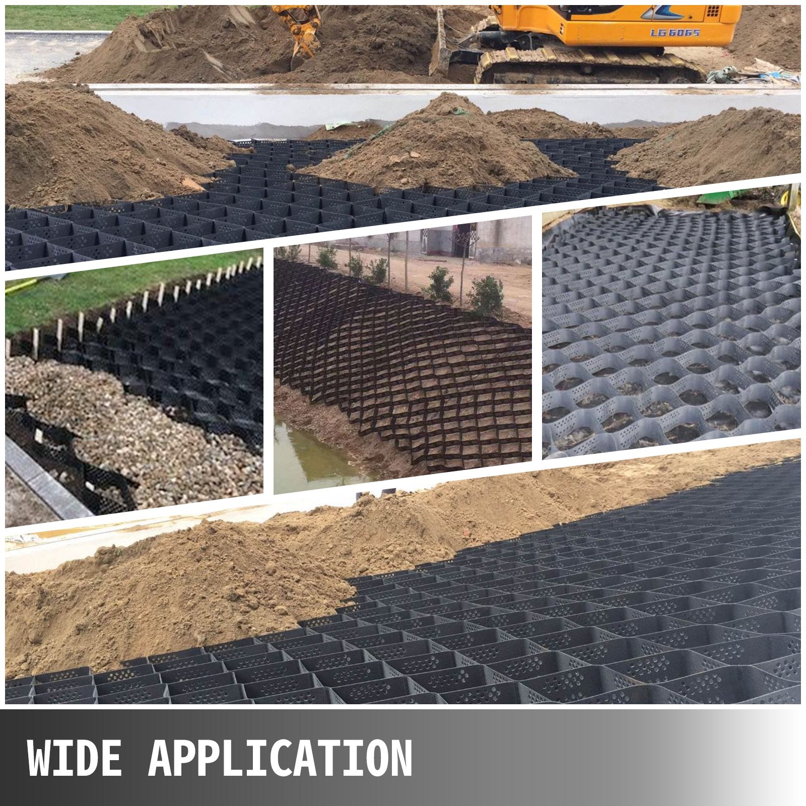 VEVOR Geo Grid Ground Grid 9x17 ft, Geo Cell Grid 4 Inch Thick, Gravel Grid HDPE Material, Ground Stabilization Grid 1885 LBS Per Sq, Tensile Strength Gravel Ground Grid for Slope Driveways, Garden 