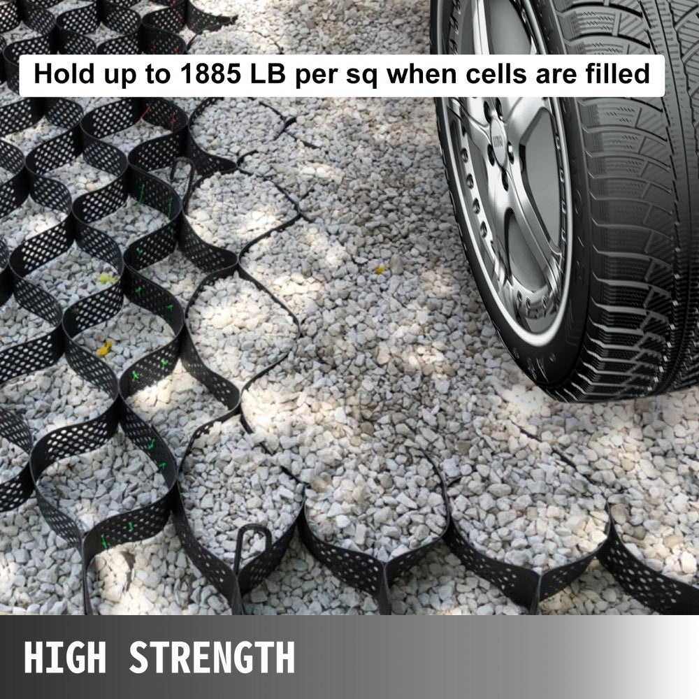 VEVOR Geo Grid Ground Grid 9x17 ft, Geo Cell Grid 2 Inch Thick, Gravel Grid HDPE Material, Ground Stabilization Grid 1885 LBS Per Sq, Tensile Strength Gravel Ground Grid for Slope Driveways, Garden 
