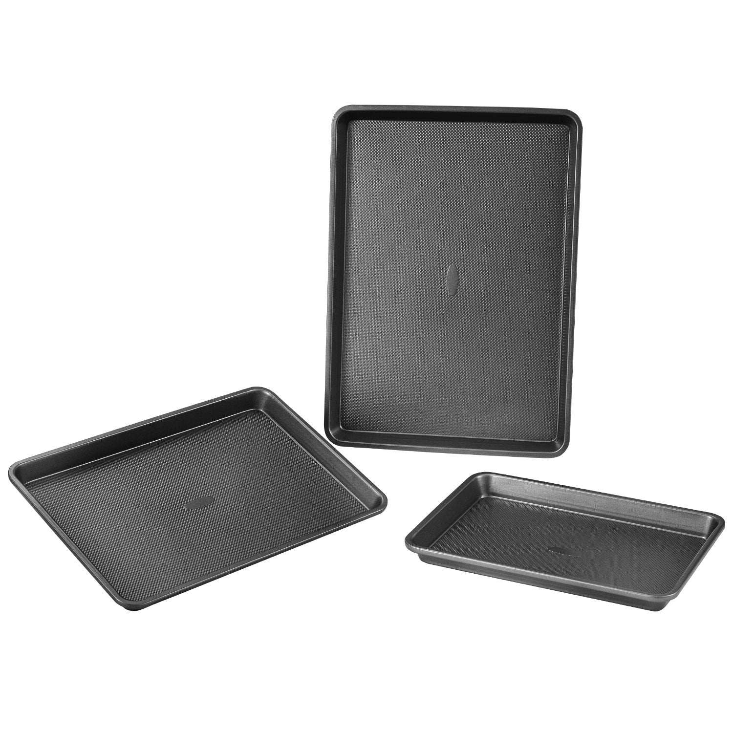 VEVOR Baking Pan Set 3-Piece Nonstick Carbon Steel Set with Silicone Handles 