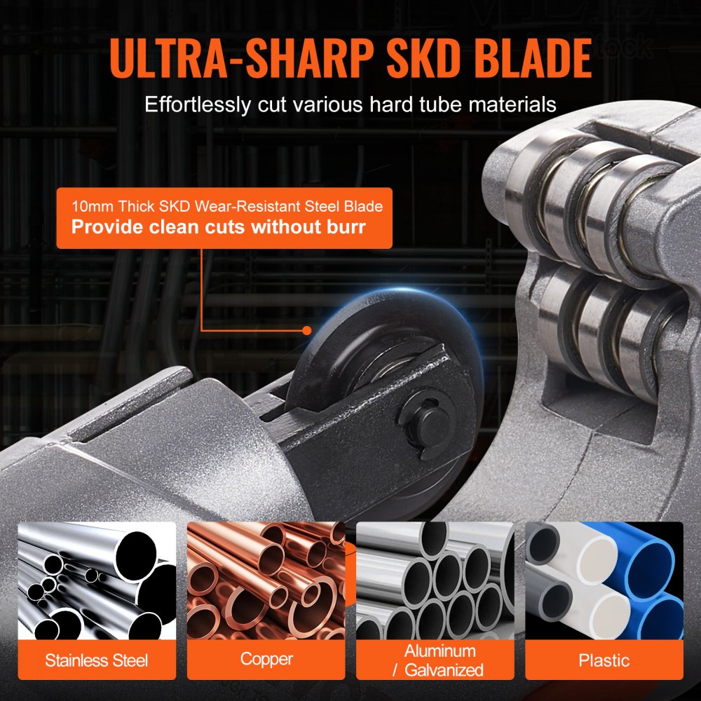 VEVOR 3PCS Tubing Cutter Set, 3/16"-2" O.D. Copper Pipe Cutter, 1/8"-7/8" O.D. Mini Tube Cutter and Deburring Tool, Heavy Duty Pipe Cutter Set for Copper, Aluminum, Stainless Steel, Plastic Pipes 