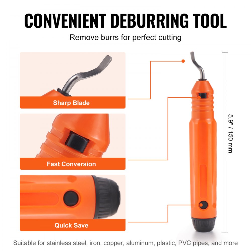 VEVOR 3PCS Tubing Cutter Set, 3/16"-2" O.D. Copper Pipe Cutter, 1/8"-7/8" O.D. Mini Tube Cutter and Deburring Tool, Heavy Duty Pipe Cutter Set for Copper, Aluminum, Stainless Steel, Plastic Pipes 