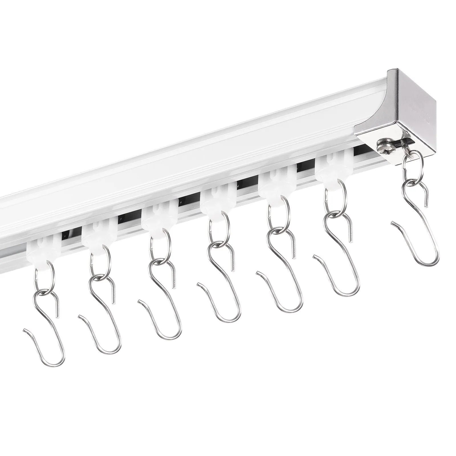 VEVOR Ceiling Curtain Track Set 5.9 FT/1.8 Meter Room Divider with Hooks White