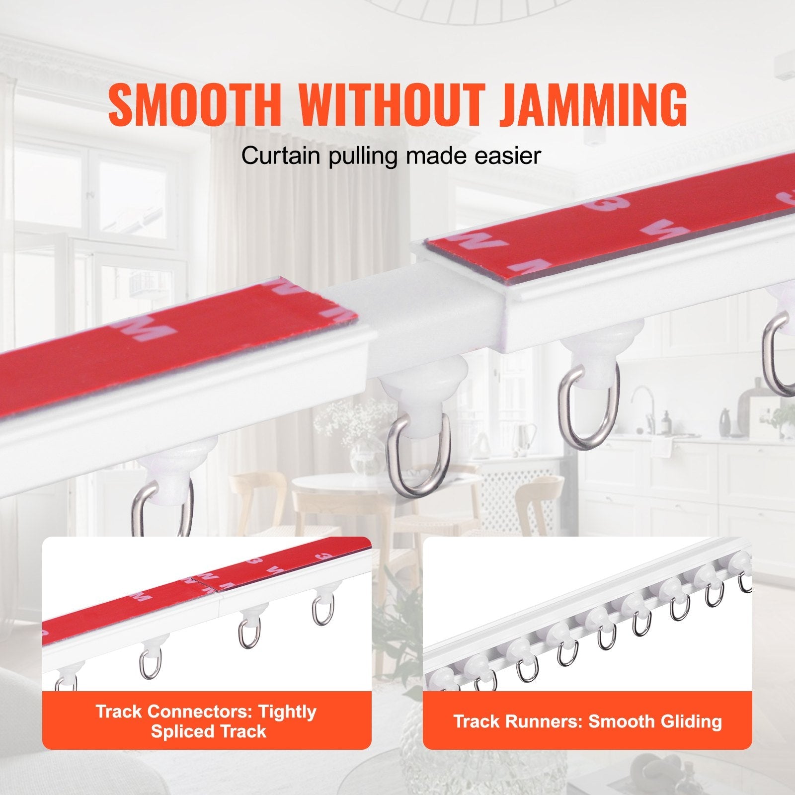 VEVOR Ceiling Curtain Track Set 9.9 FT/3 Meter Self Adhesive Room Divider White 