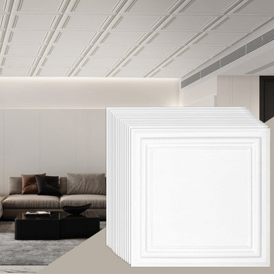 VEVOR Ceiling Tiles 16-Pack 20 x 20 in Polystyrene Easy Installation Glue-up 
