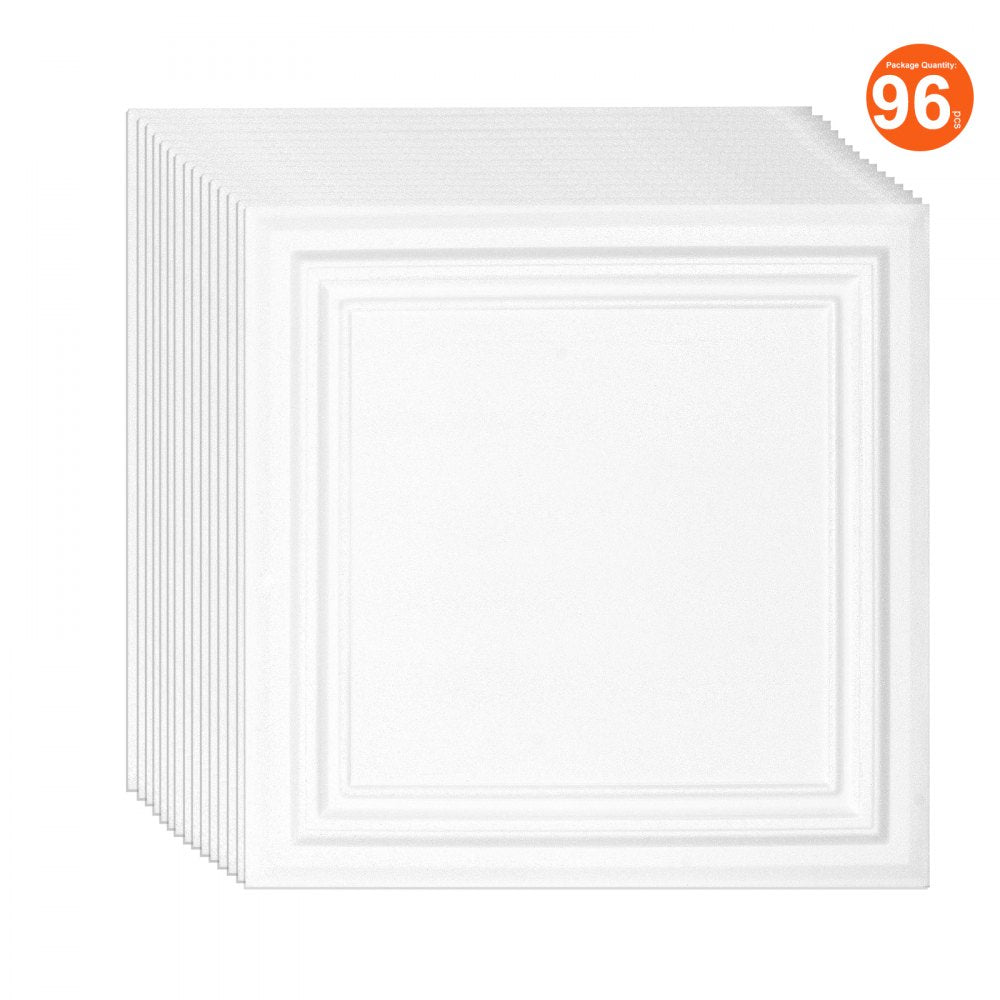 VEVOR Ceiling Tiles 96-Pack 20 x 20 in Polystyrene Easy Installation Glue-up 