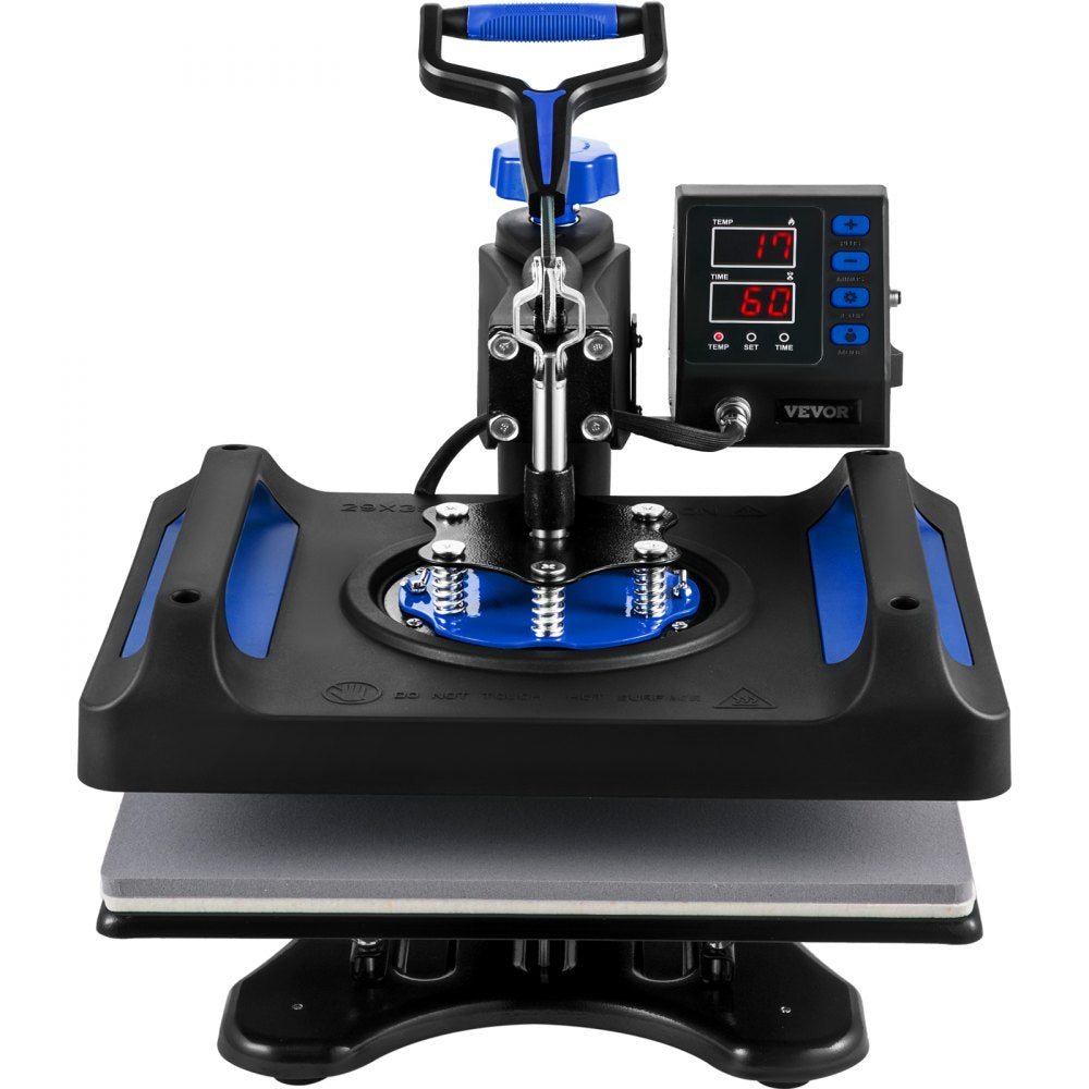 VEVOR Heat Press Machine 12 x 15 Inch 8 in 1 Heat Press Sublimation Machine 360° Rotation Swing Away 8 in 1 Shirt Printing Machine Dual-Tube Heating for DIY T-Shirts Cap & Mugs Blue 