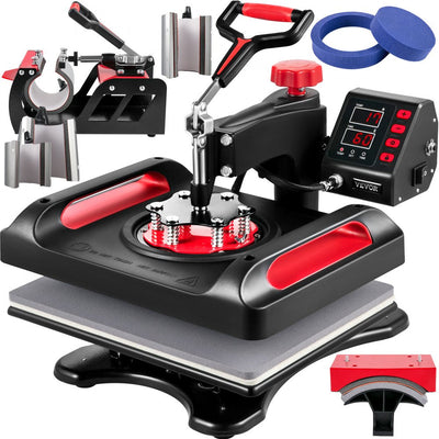VEVOR Heat Press Machine 15 x 15 Inch 8 in 1 Heat Press 800W Sublimation Machine 360° Rotation Swing Away 8 in 1 Shirt Printing Machine Dual-Tube Heating for DIY T-Shirts Cap & Mugs Blue 