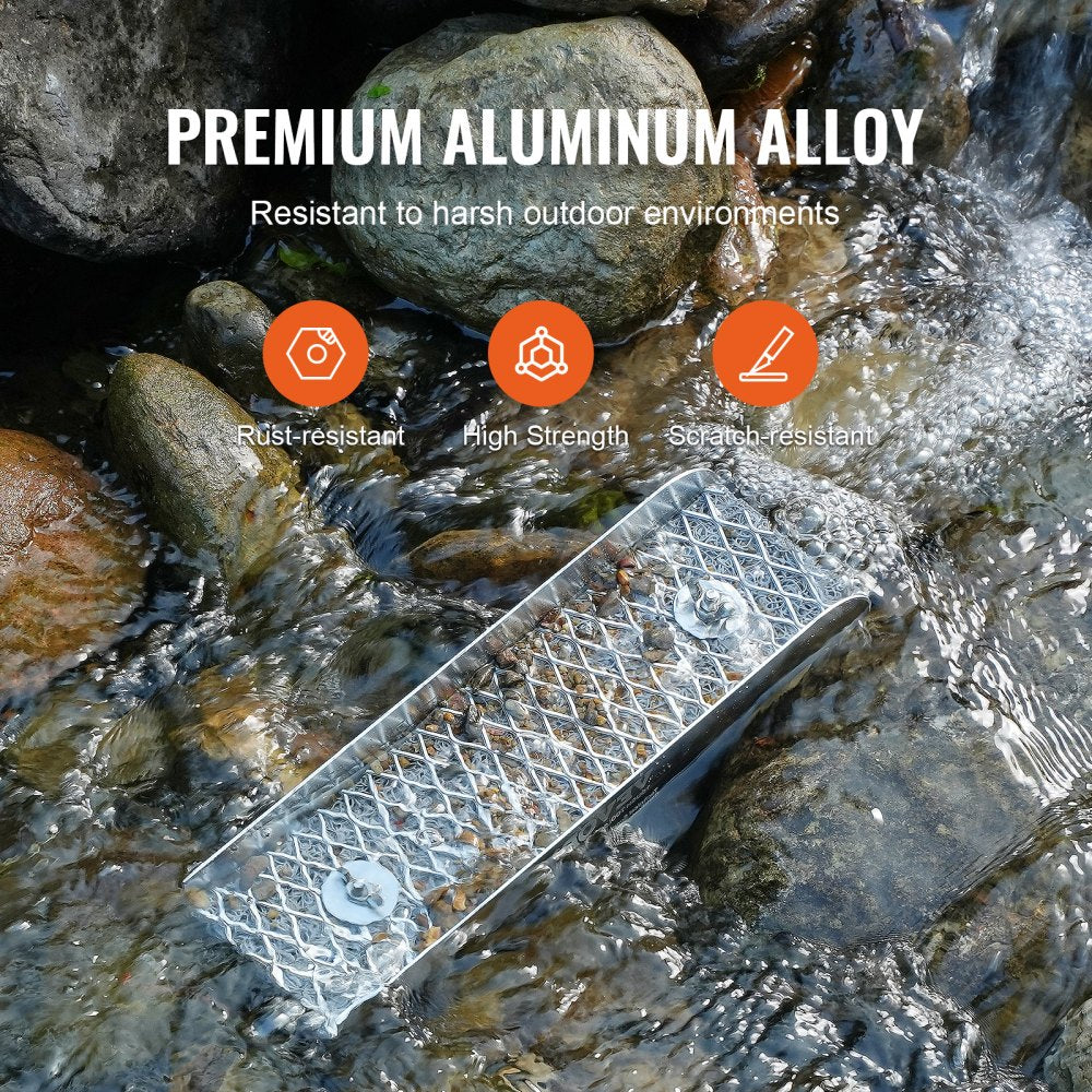 VEVOR Gold Panning Kit With Mini Sluice Box, 12" Aluminum Gold Mining Equipment, 16 PCS Gold Prospecting Kit with Gold Pan, Classifier Screen, Separating Magnet, Drawstring Backpack and Accessories 