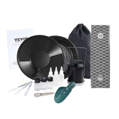 VEVOR Gold Panning Kit With Mini Sluice Box, 12" Aluminum Gold Mining Equipment, 16 PCS Gold Prospecting Kit with Gold Pan, Classifier Screen, Separating Magnet, Drawstring Backpack and Accessories 