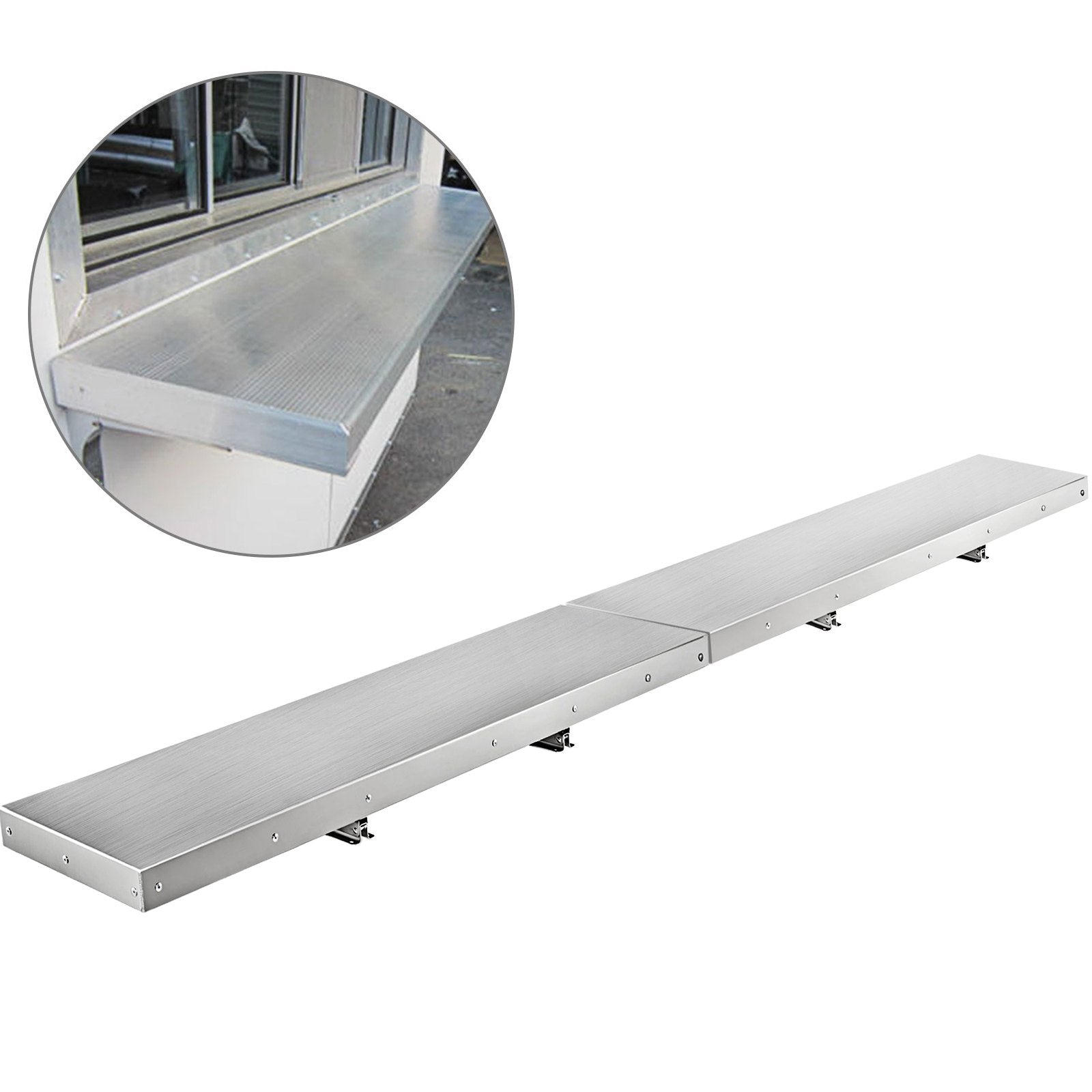 VEVOR Concession Shelf 96L x 12W Inch Stainless Steel Drop Down Folding Serving Food Shelf Stand Serving for Concession Trailer Serving Window 
