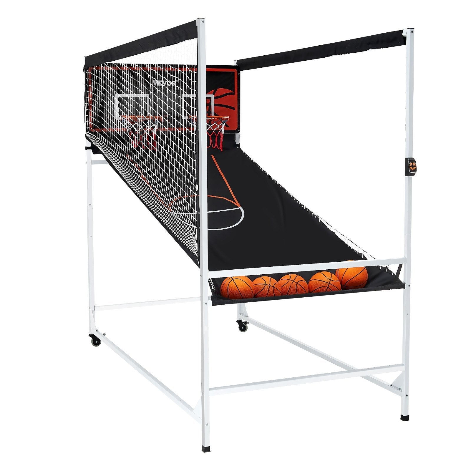 VEVOR Arcade Cage Basketball Game, 2 Player Indoor Basketball Game, Home Dual Shot Sport with 5 Balls, 8 Game Modes, Electronic Scoreboard, and Inflation Pump, for Kids, Adults (Black & White) 
