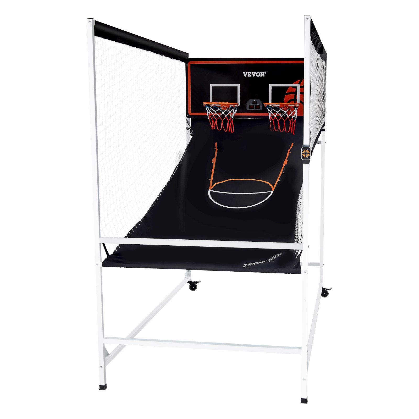 VEVOR Arcade Cage Basketball Game, 2 Player Indoor Basketball Game, Home Dual Shot Sport with 5 Balls, 8 Game Modes, Electronic Scoreboard, and Inflation Pump, for Kids, Adults (Black & White) 