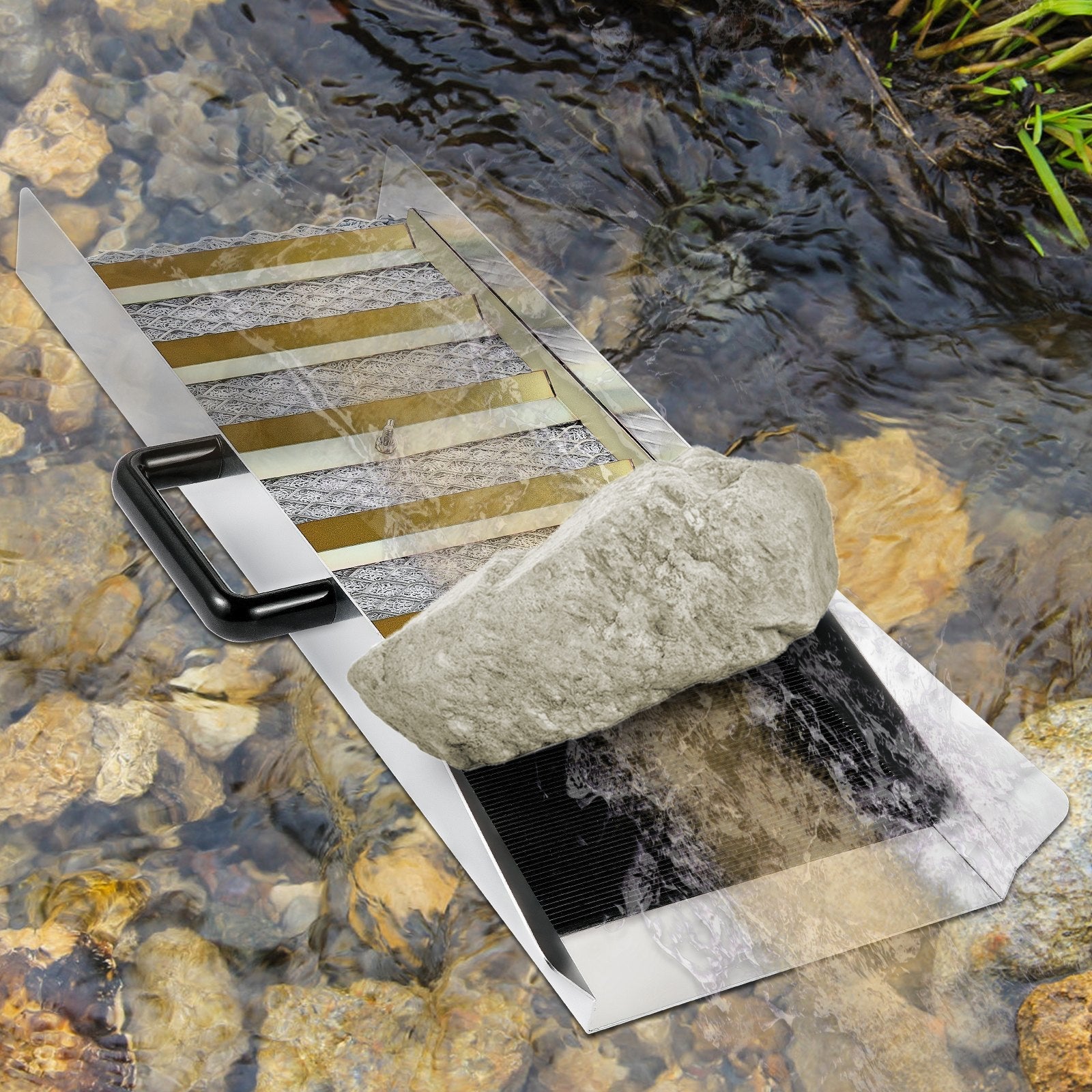 VEVOR Aluminum Alloy Sluice Box, Compact 24" Mini Sluice Boxes for Gold, Lightweight Gold Sluice Equipment, Portable Sluice Boxes w/ Miner's Moss, River, Creek, Gold Panning, Prospecting, Dredging 