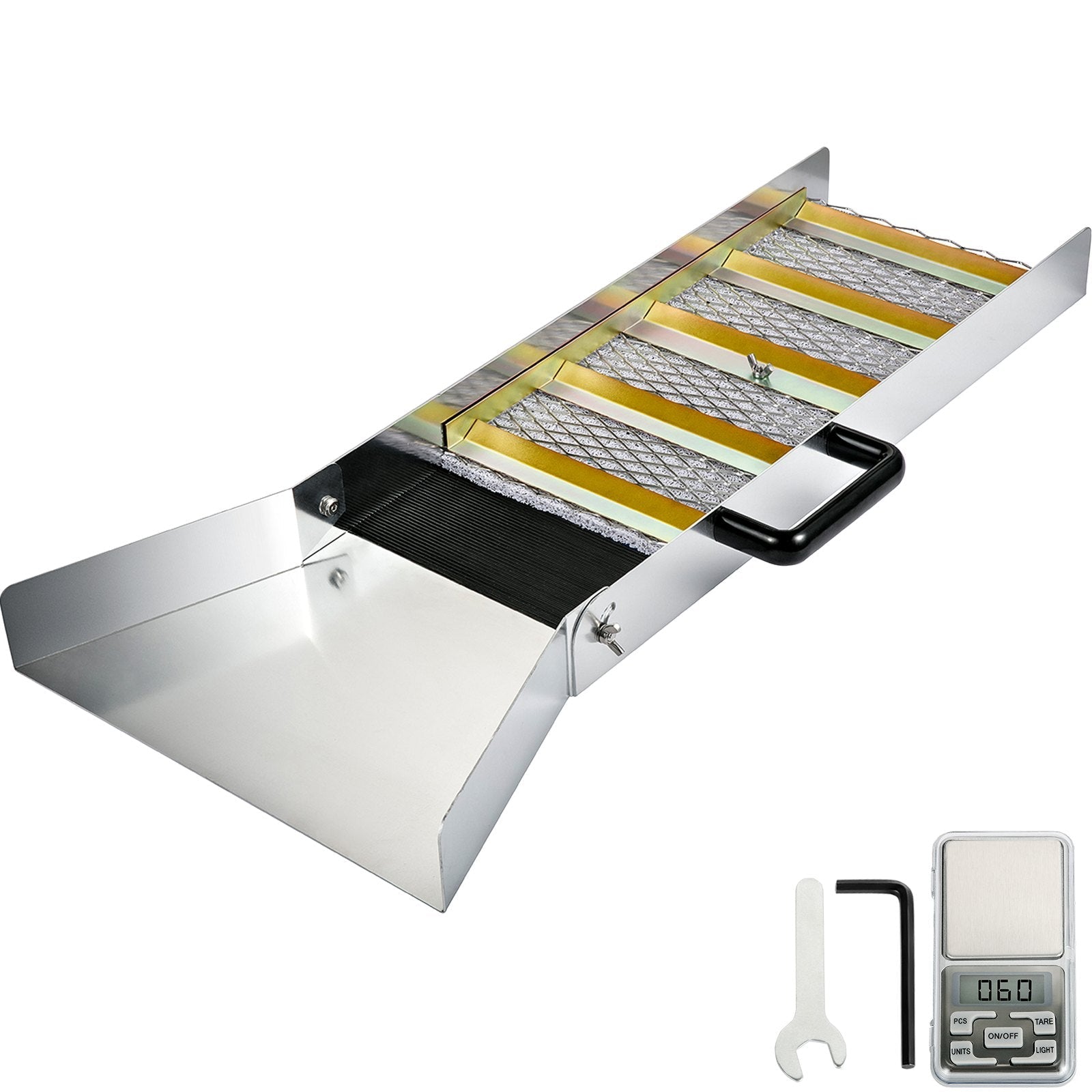 VEVOR Aluminum Alloy Sluice Box, Compact 30\" Long Sluice Boxes for Gold, Lightweight Gold Sluice Equipment, Portable Sluice Boxes w/Miner\'s Moss, River, Creek, Gold Panning, Prospecting, Dredging 