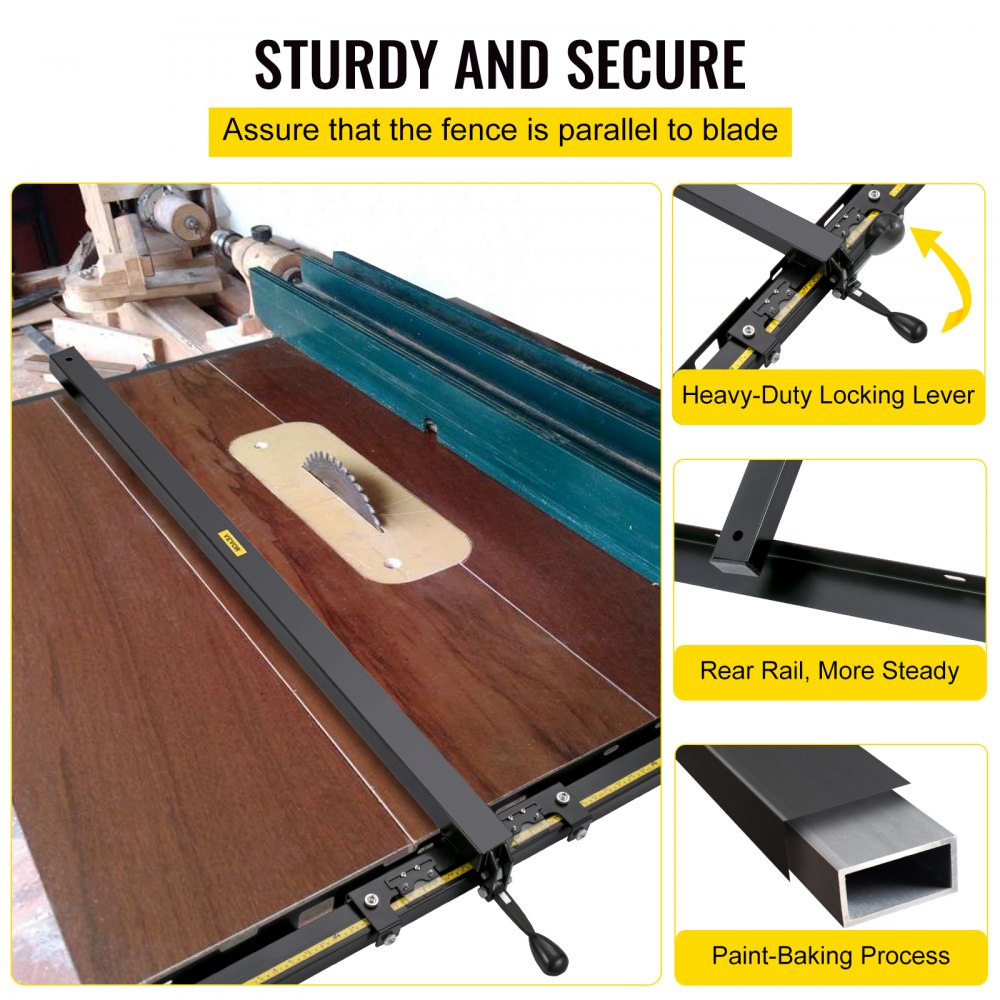 VEVOR Table Saw Fence System, 37"×57" Classic Table Saw Fence Rail, Metric/Imperial Scale, Adjustable Hole Saw Fence System, w/ Front Guide Bar Table Saw Fence, Tablesaw Fence Slide for Easy Gliding 