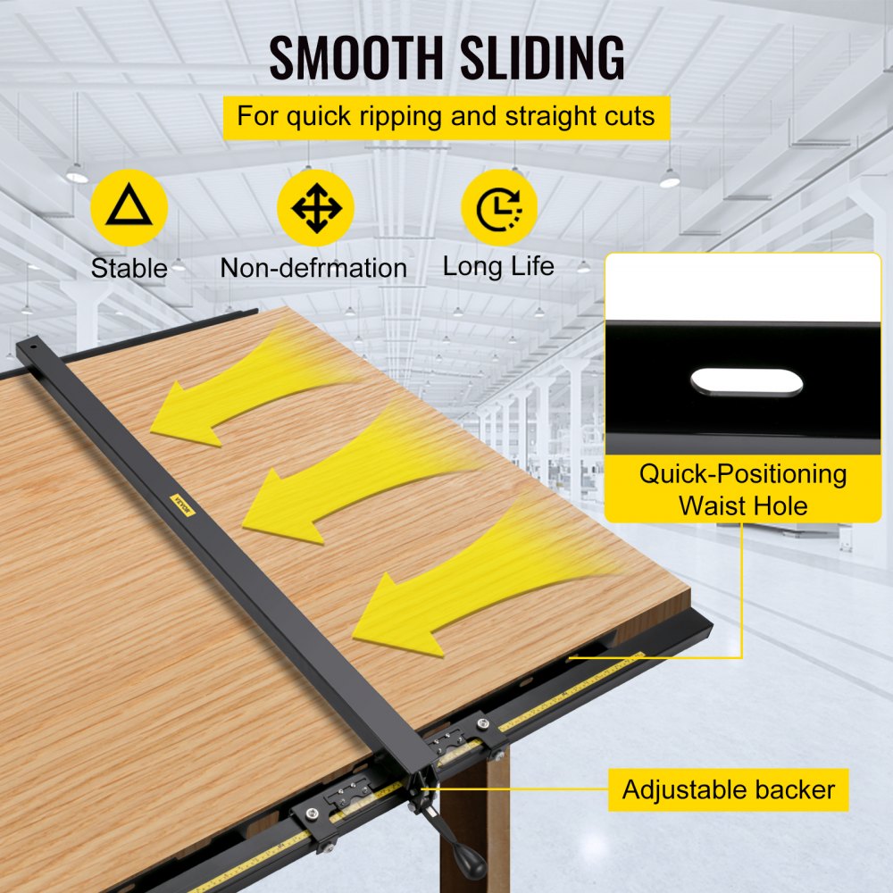 VEVOR Table Saw Fence System, 37"×57" Classic Table Saw Fence Rail, Metric/Imperial Scale, Adjustable Hole Saw Fence System, w/ Front Guide Bar Table Saw Fence, Tablesaw Fence Slide for Easy Gliding 