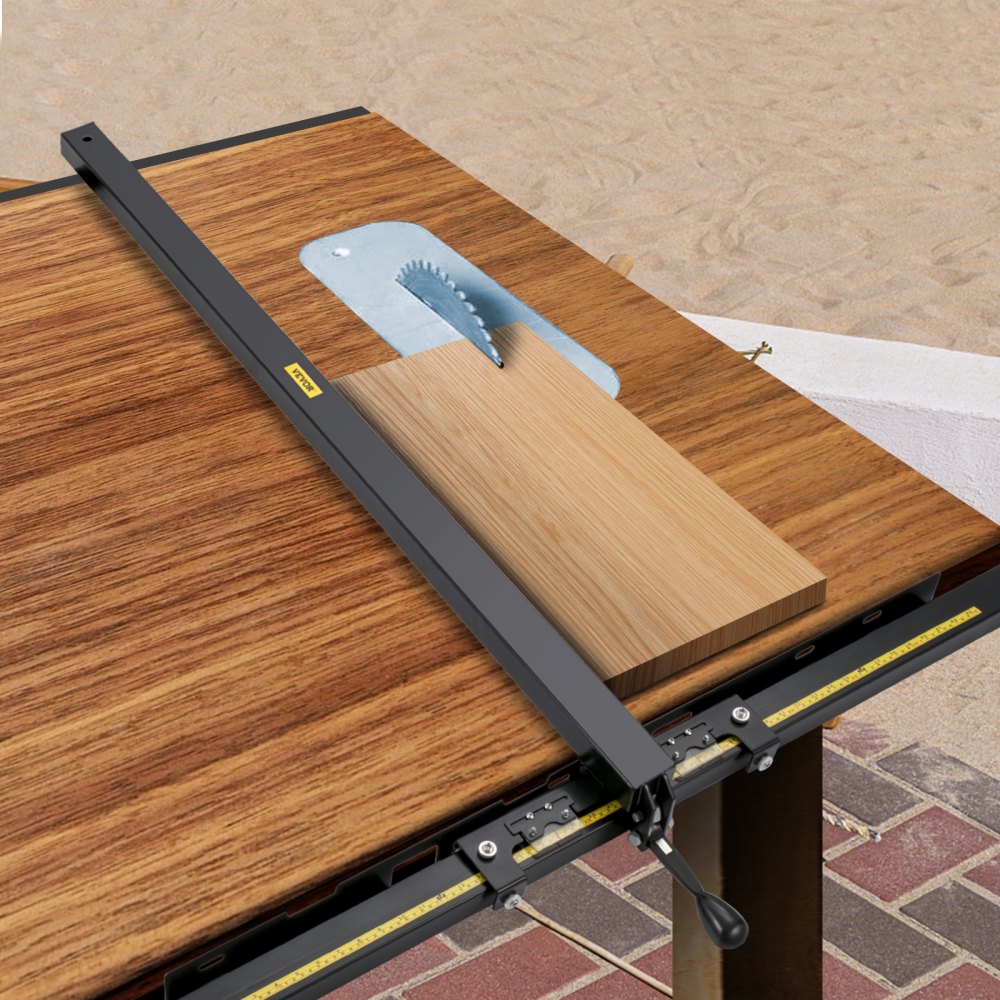 VEVOR Table Saw Fence System, 37"×57" Classic Table Saw Fence Rail, Metric/Imperial Scale, Adjustable Hole Saw Fence System, w/ Front Guide Bar Table Saw Fence, Tablesaw Fence Slide for Easy Gliding 