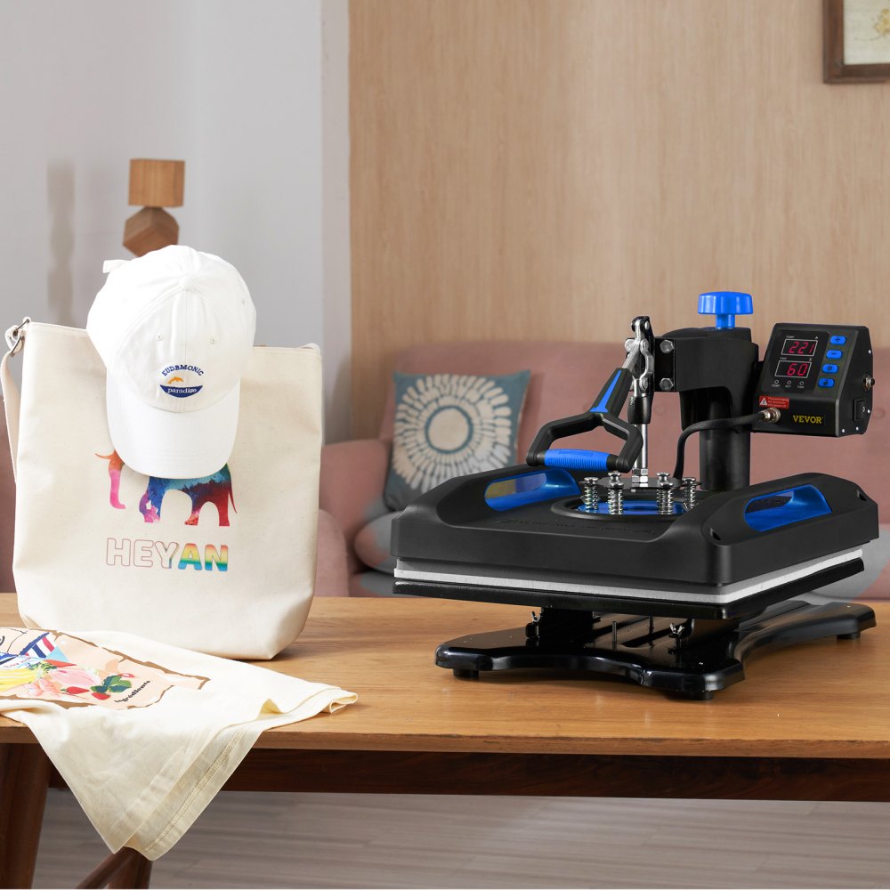 VEVOR Heat Press, 12 x 15inches 800W Heat Press Machine, Sublimation 5 in 1 Combo Sublimation Transfer, Dual Digital Heat Press Transfer, Vinyl Transfer Printer for T Shirts Mugs Caps Plates, Blue 