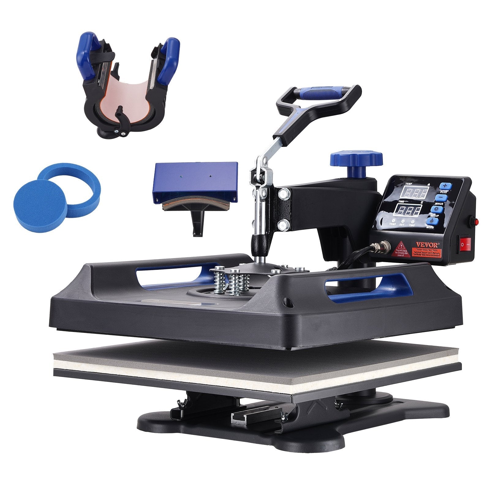 VEVOR Heat Press, 15x15inches Heat Press Machine 5 in 1, Anti-Scald Fast-Heating, Swing Away Digital Control Multifunctional Heat Press, Sublimation Combo for T-shirts Hats Caps Mugs Plates 