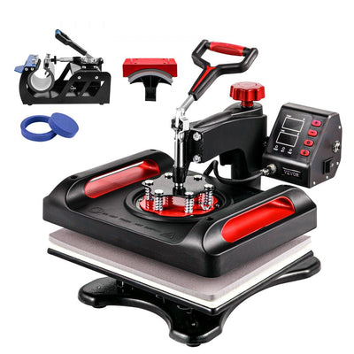 VEVOR Heat Press Machine 12x15, 800W Heat Press for Sublimation 5 in 1 Combo, Dual Digital Heat Press Transfer, Uniform Heat, Anti-Scald Cover, Vinyl Transfer Printer for T Shirts Mug Cap Plate, Red 