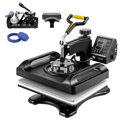VEVOR Pro Heat Press Machine, 12 x 15 Inches, Fast Heating, 5 in 1 Combo 360 Swing Away Digital Sublimation T-Shirt Vinyl Transfer Printer with Anti-Scald Surface, Hat, Mug, Plate, ETL Listed, Black 