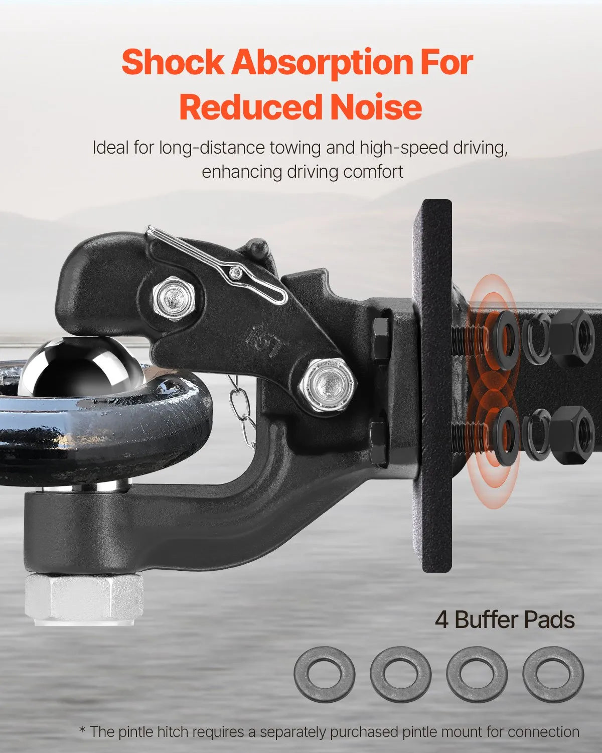 VEVOR Pintle Hitch 2-5/16" Mount Hitch Ball for 2.5"-3" Lunette Ring 30000 lbs