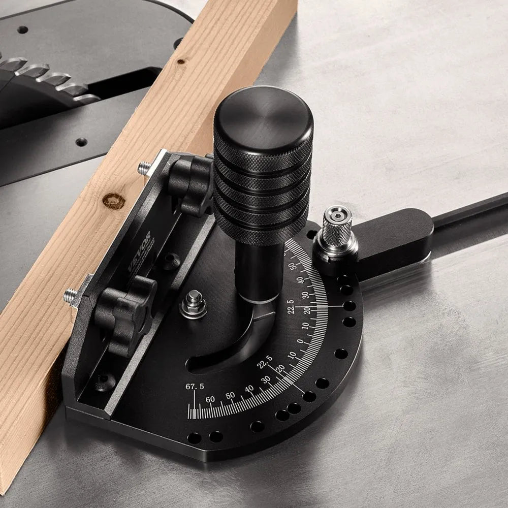 VEVOR Precision Miter Gauge, Standard Slot 3/4'' x 3/8'', Aluminum Alloy Table Saw Miter Gauge with 15 Angle Stops Adjustable Spring Loaded Plunger and Removable Disc, for Woodworking Tool Table Saw