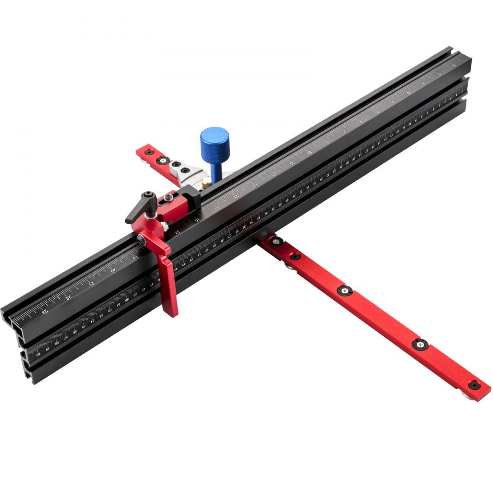 VEVOR Precision Miter Gauge, 24" Aluminum Table Saw Miter Gauge w/ 60 Degree Angled Ends for Max. Stock Support and a Repetitive Cut Flip Stop, Miter Saw Fence w/Laser Marking Scale 